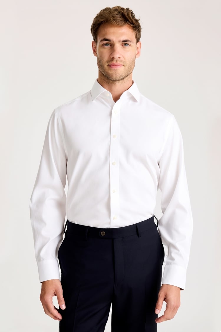 Regular Fit White Pinpoint Oxford Contrast Shirt