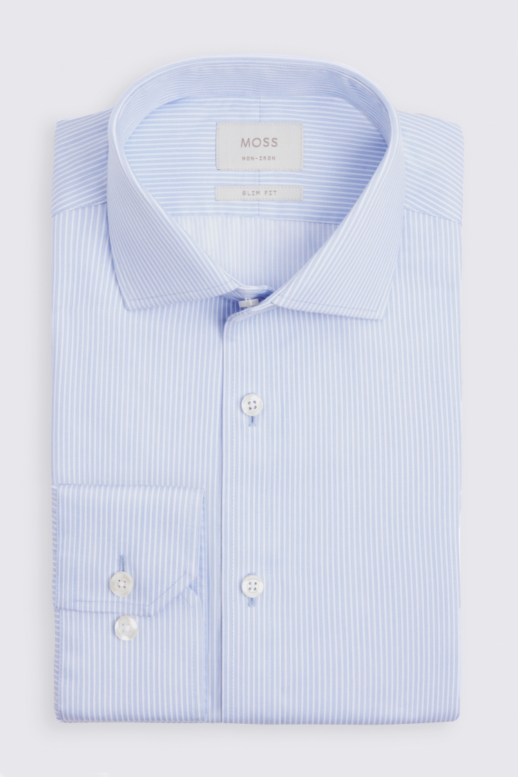 Slim Fit Sky Stripe Non Iron Shirt