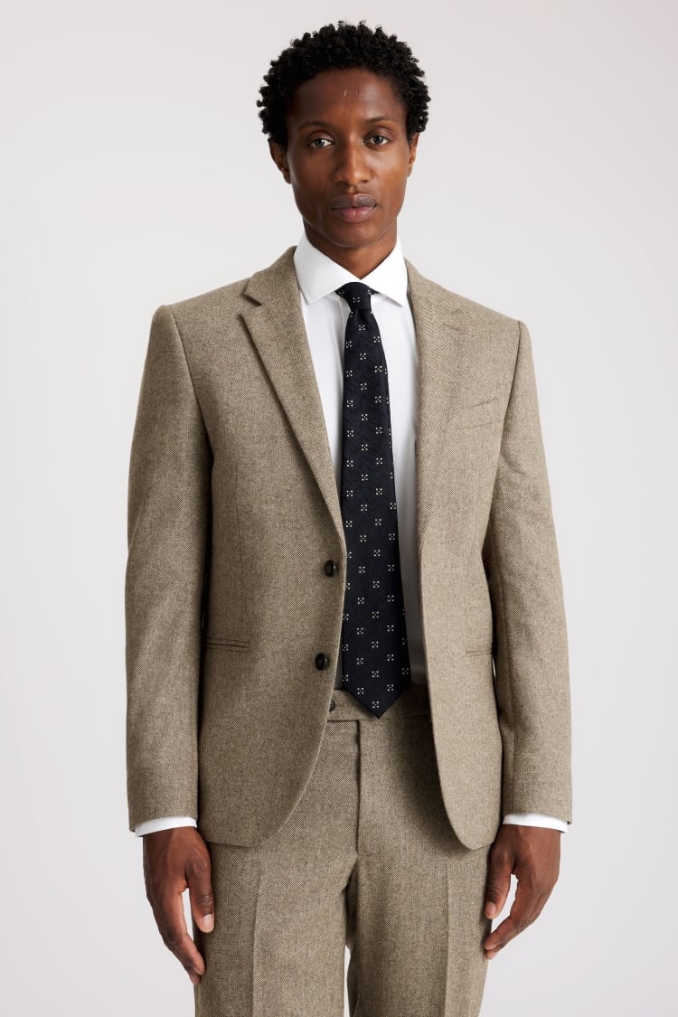 Slim Fit Brown Twill Tweed Jacket