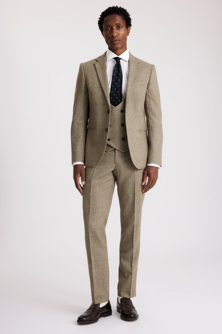Slim Fit Brown Twill Tweed Jacket
