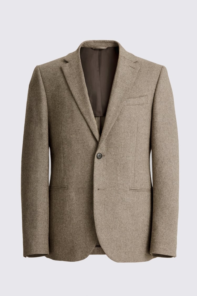 Slim Fit Brown Twill Tweed Jacket