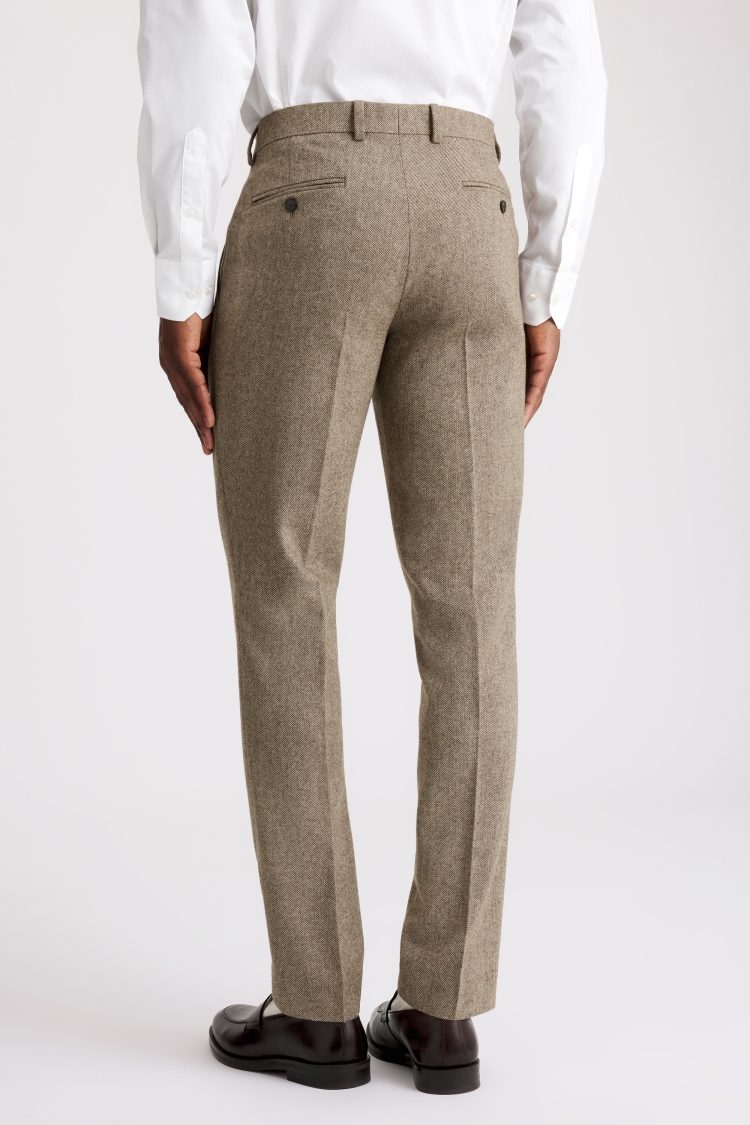 Slim Fit Brown Twill Tweed Pants