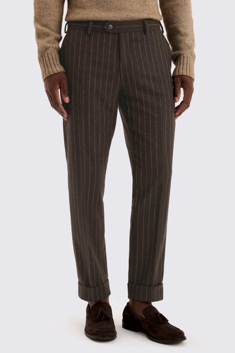 Brown Stripe Flannel Trousers