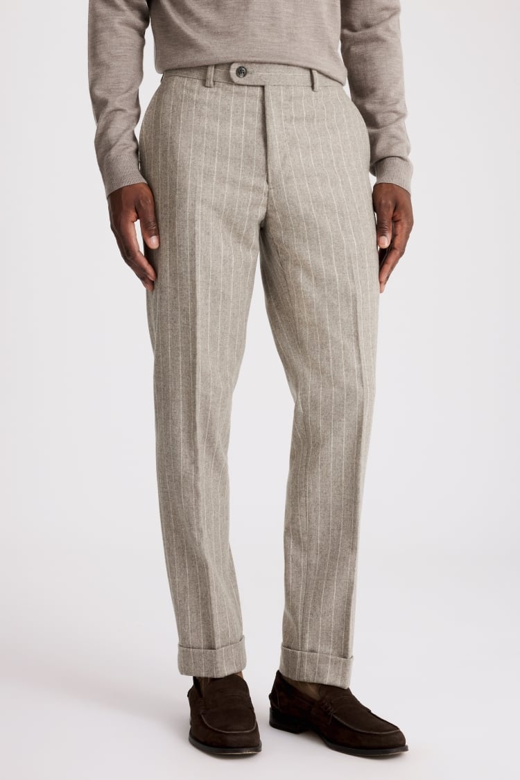 Taupe Stripe Flannel Trousers