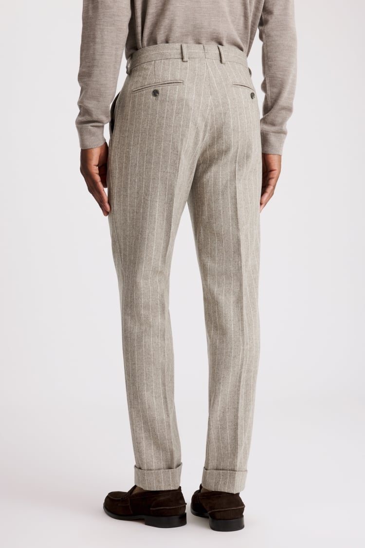 Taupe Stripe Flannel Trousers