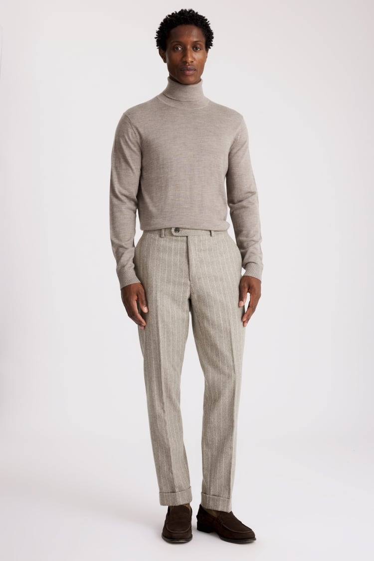 Taupe Stripe Flannel Trousers