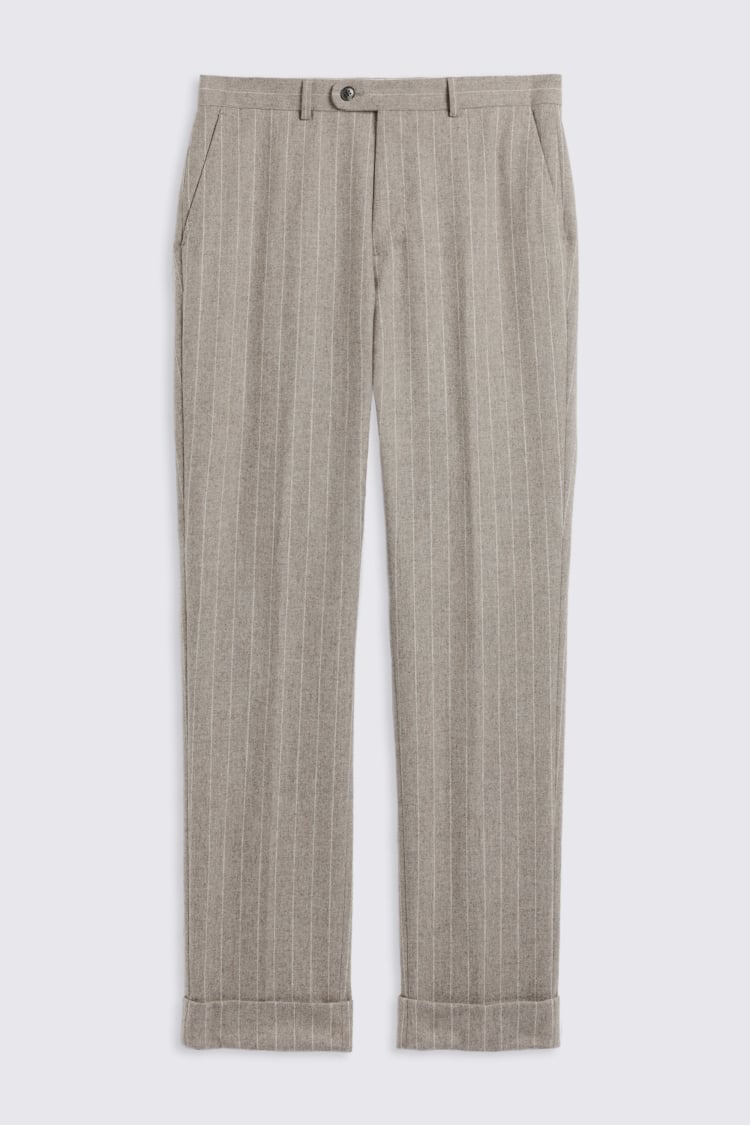 Taupe Stripe Flannel Trousers