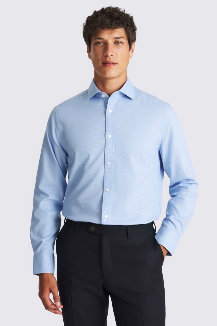 Tailored Fit Blue Dobby Non-Iron Shirt
