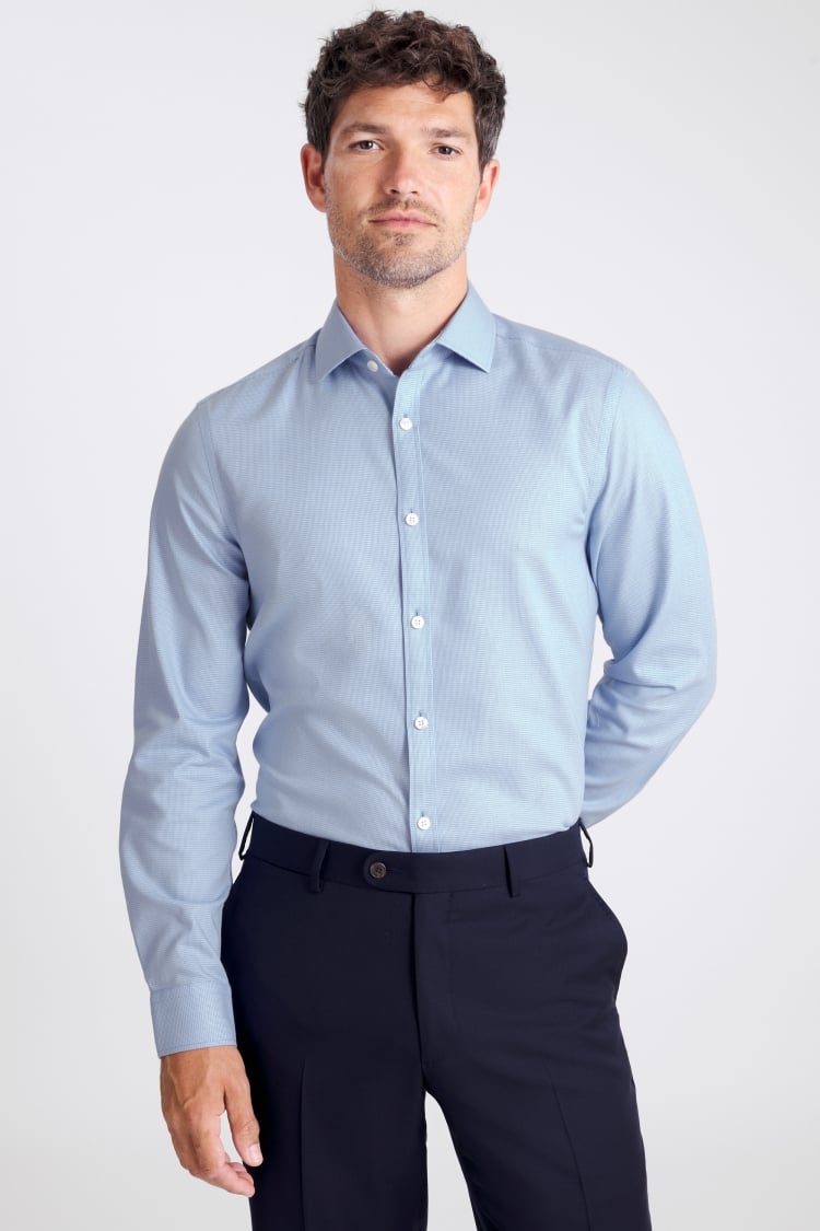 Slim Fit Blue Dobby Non-Iron Shirt