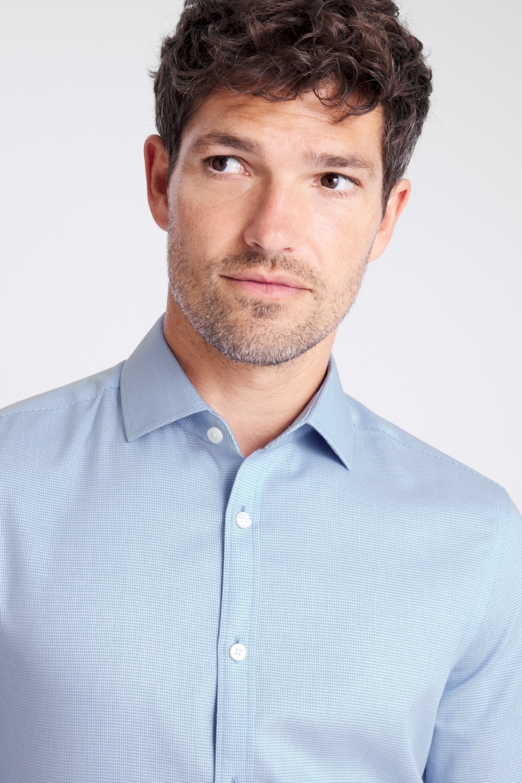 Slim Fit Blue Dobby Non-Iron Shirt