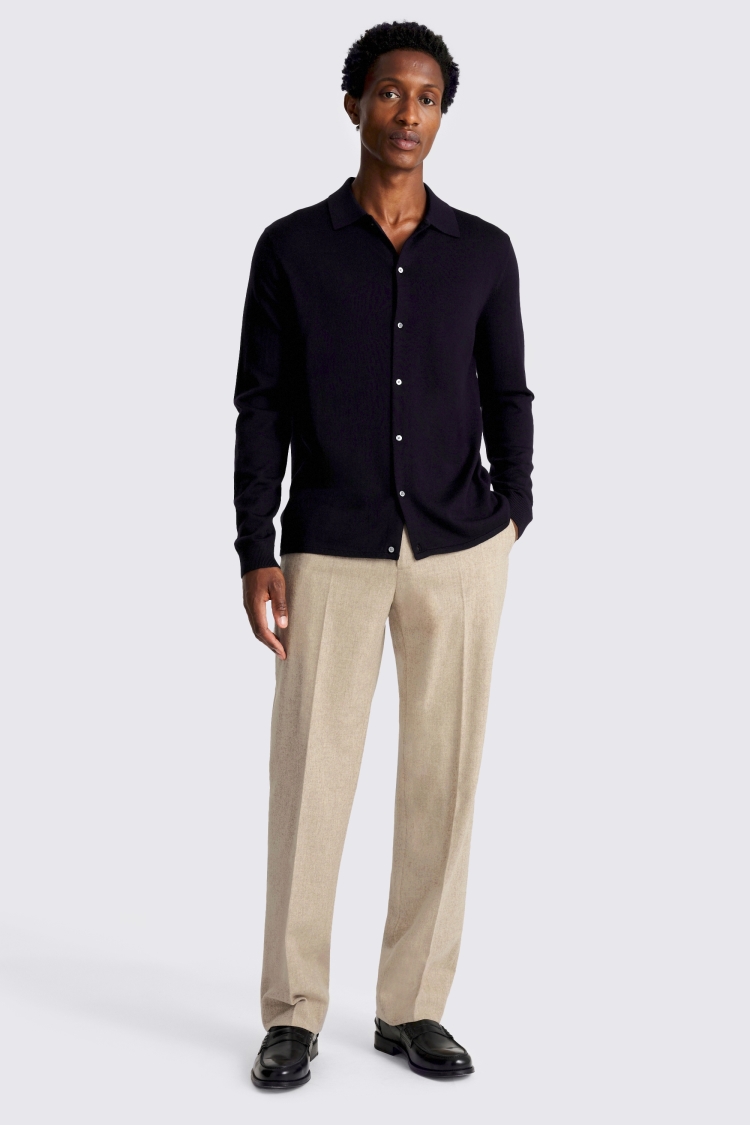 Oatmeal Flannel Wide Leg Pants