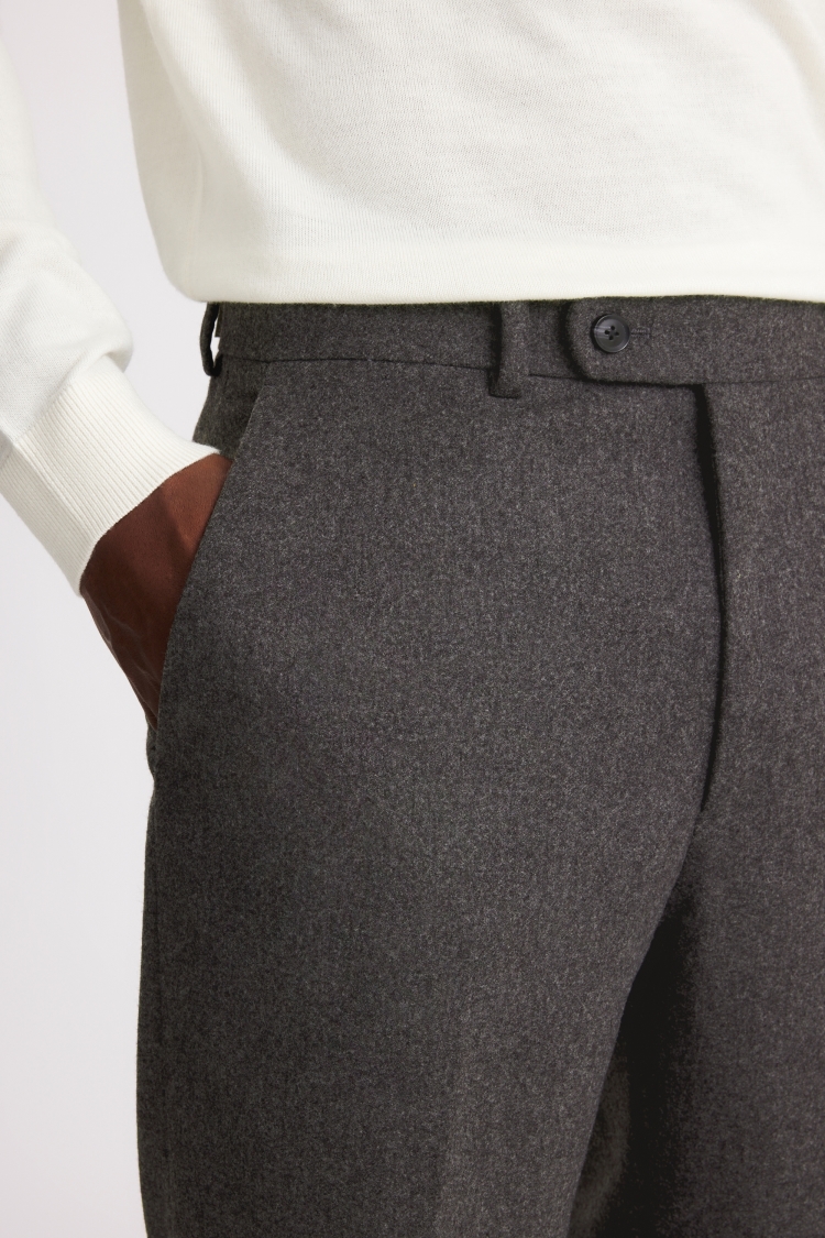 Charcoal Flannel Wide Leg Trousers