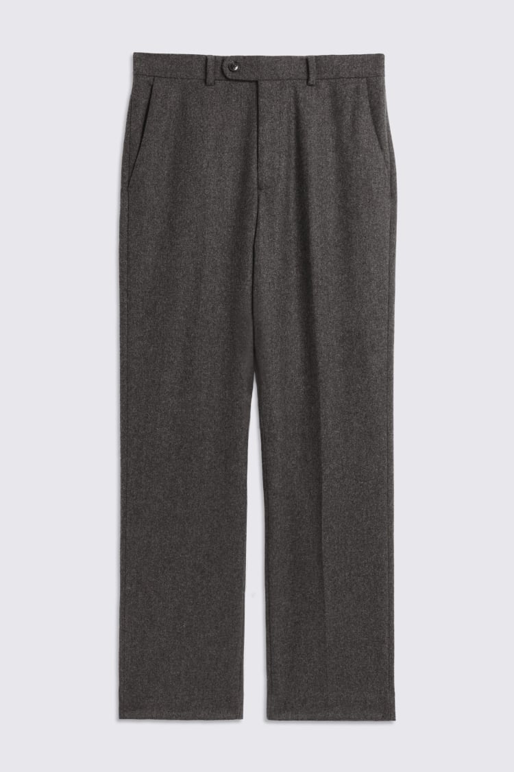 Charcoal Flannel Wide Leg Trousers 