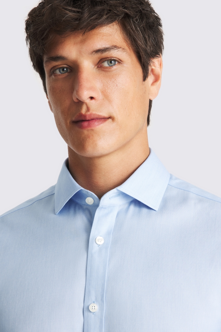 Tailored Fit Light Blue Slub Non-Iron Shirt