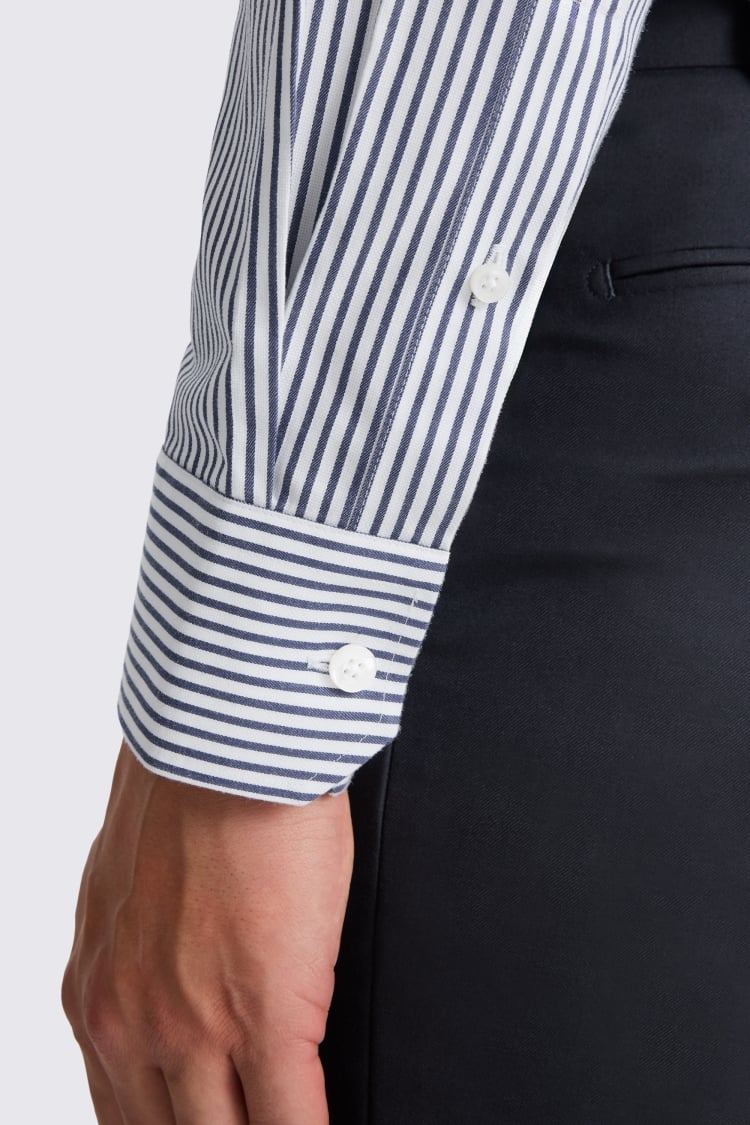 Tailored Fit Navy Stripe Non-Iron Shirt