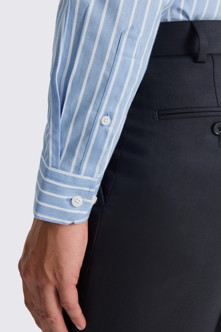 Slim Fit Blue Wide Stripe Non-Iron Shirt