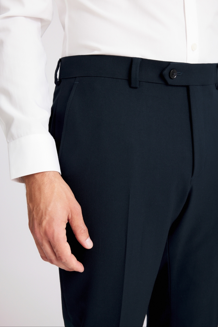 Slim Fit Dark Teal Flannel Trousers