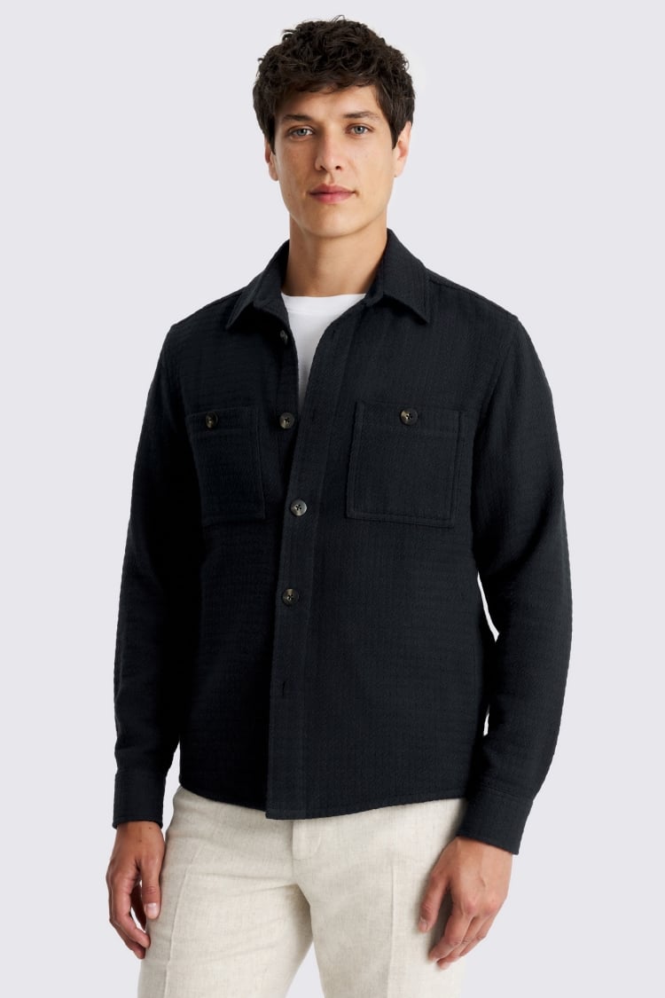 Navy Waffle Texture Overshirt