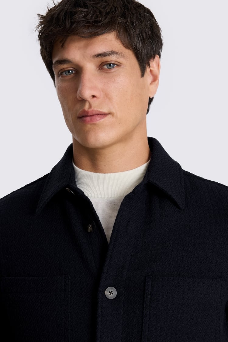 Navy Waffle Texture Overshirt