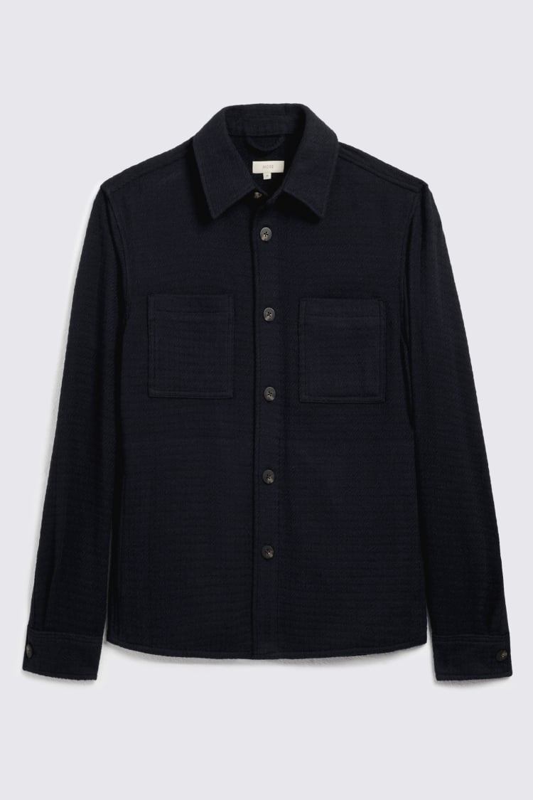 Navy Waffle Texture Overshirt