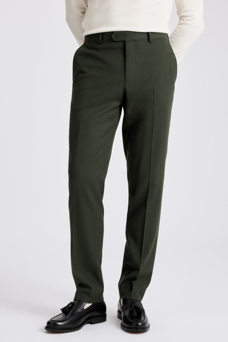Slim Fit Khaki Flannel Trousers