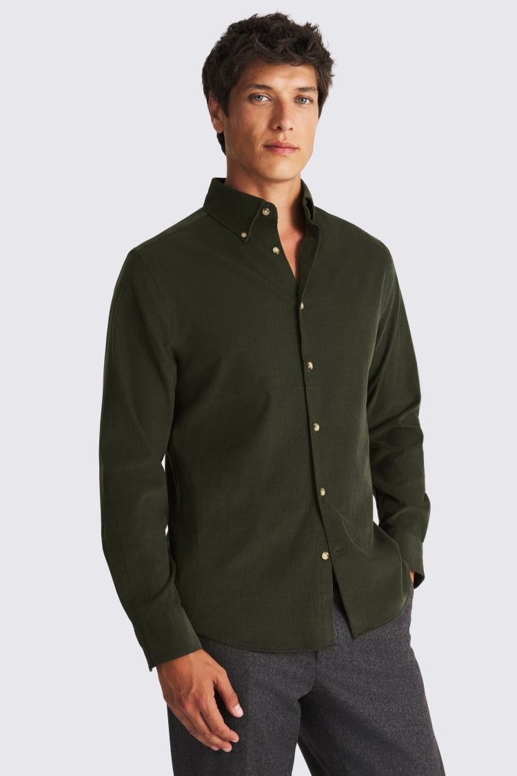 Button Down Khaki Needle Cord Shirt