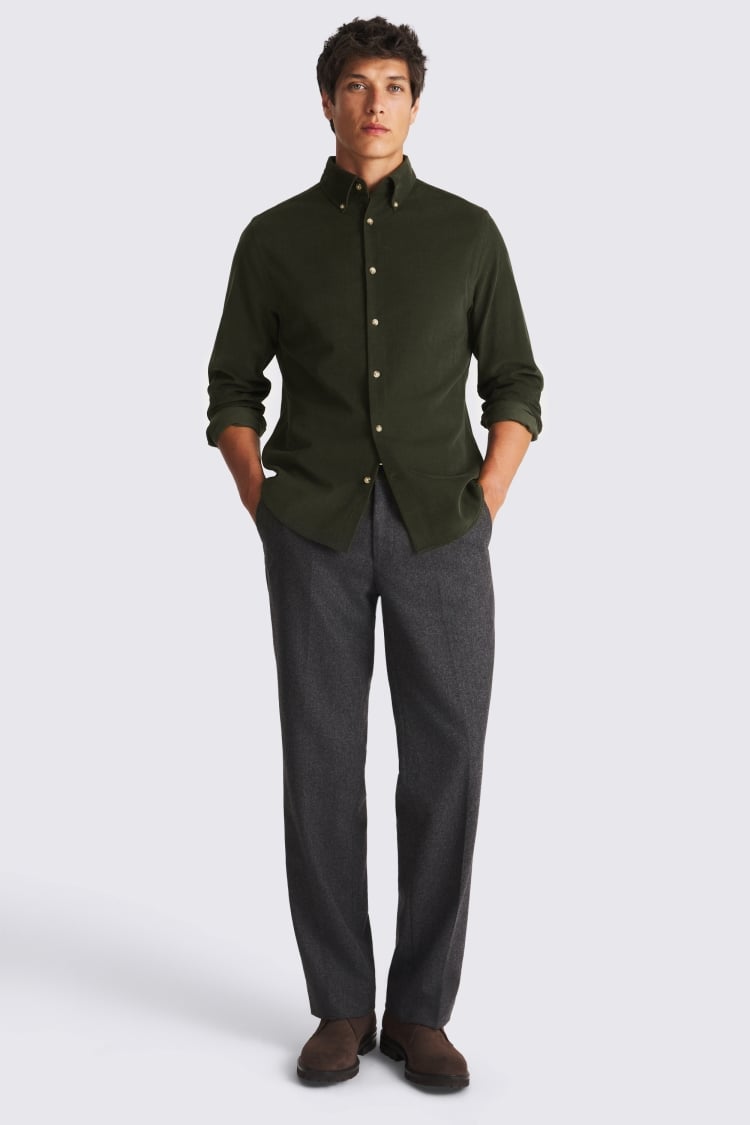 Button Down Khaki Needle Cord Shirt