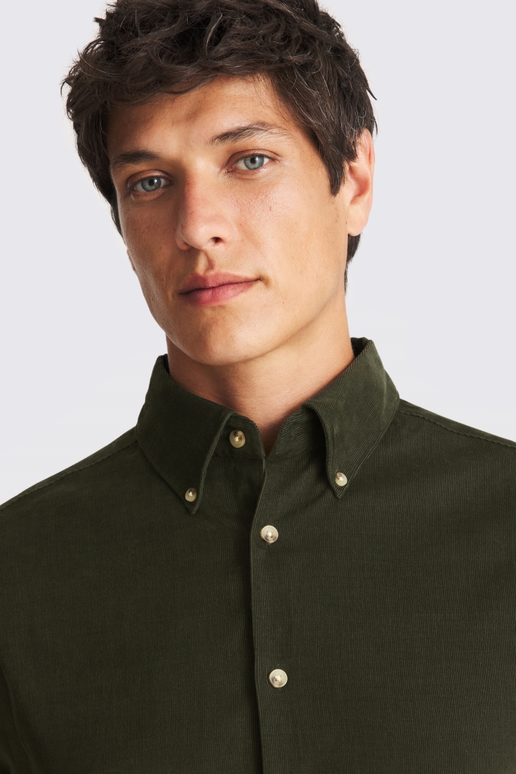 Button Down Khaki Needle Cord Shirt