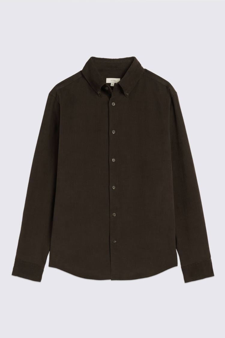 Button Down Chocolate Needle Cord Shirt