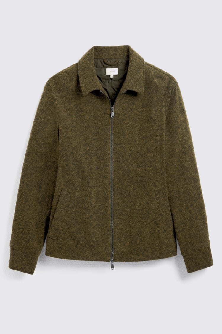 Green Knit Zip Jacket