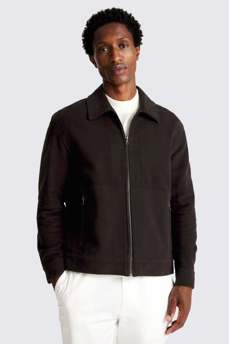 Grape Moleskin Zip Jacket
