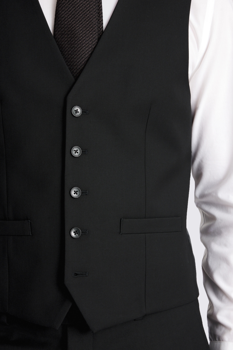 Slim Fit Black Waistcoat 