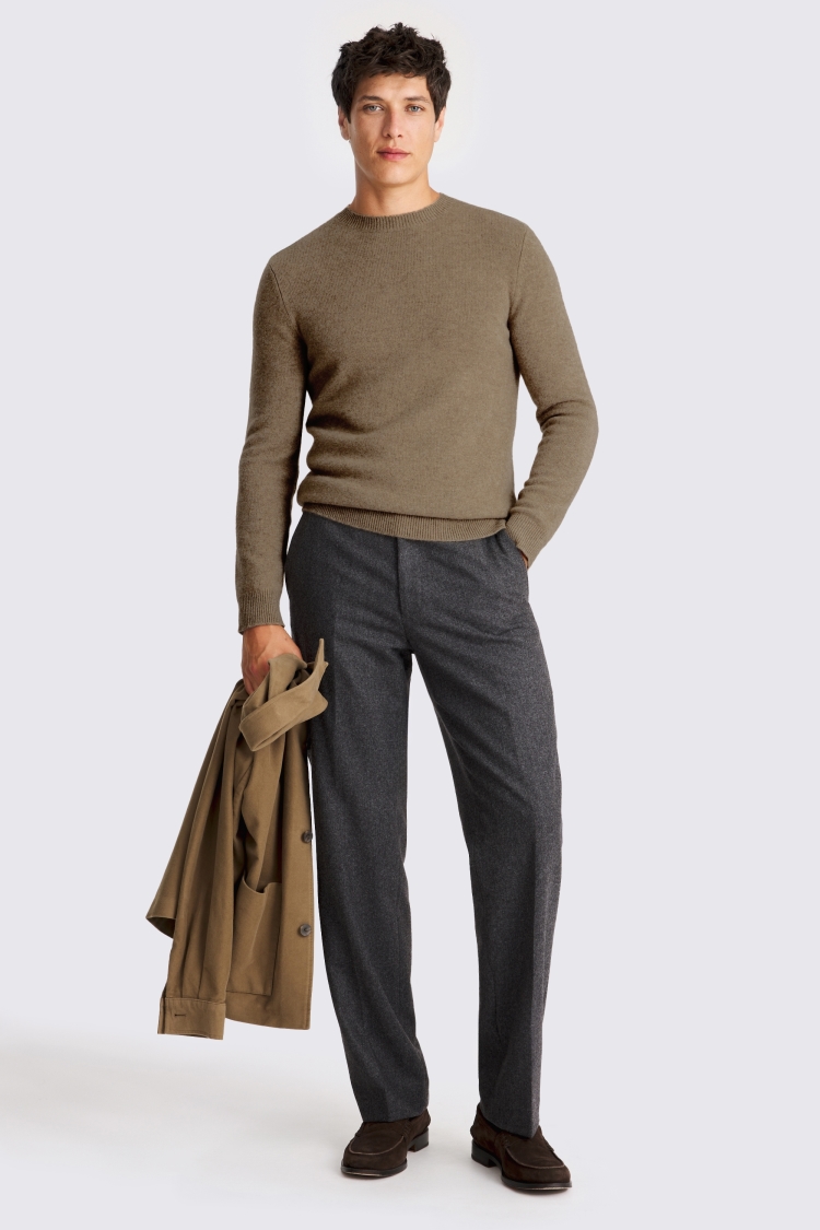 Oatmeal Cashmere Crew Neck Jumper