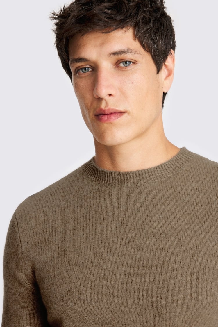 Oatmeal Cashmere Crew Neck Jumper