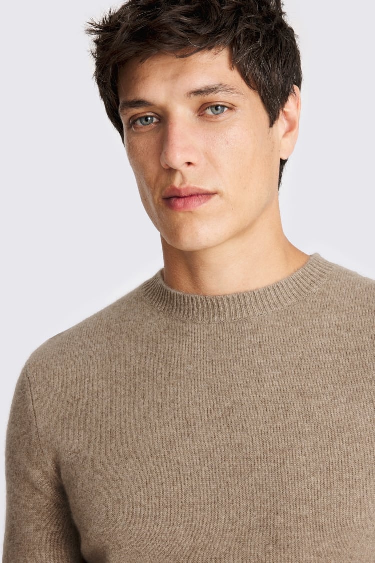 Oatmeal Cashmere Crew Neck Jumper