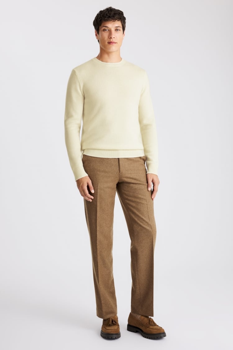 Ecru Cashmere Crew Neck Jumper