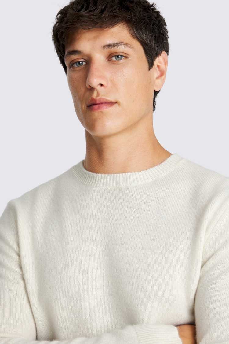 Ecru Cashmere Crew Neck Jumper