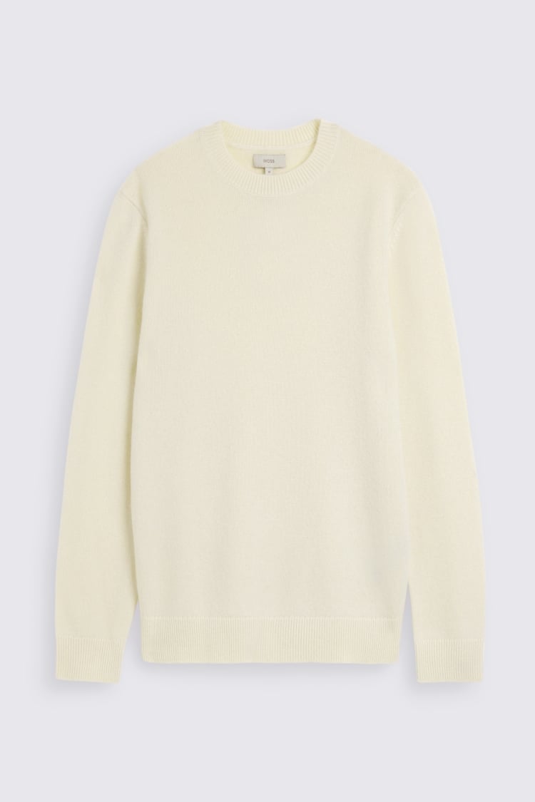 Ecru Cashmere Crew Neck Jumper