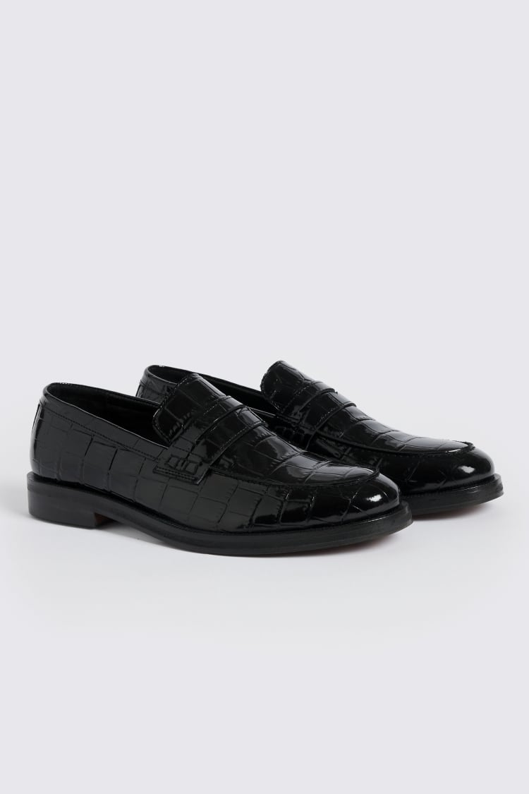 Black Croc Print Loafer 