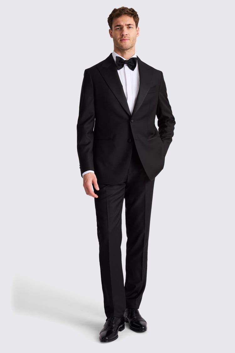 Tailored Fit Black Twill Dress Suit