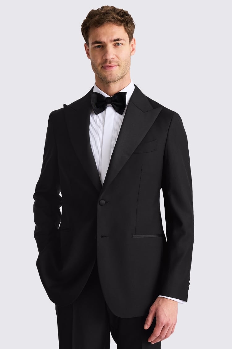 Tailored Fit Black Twill Dress Suit