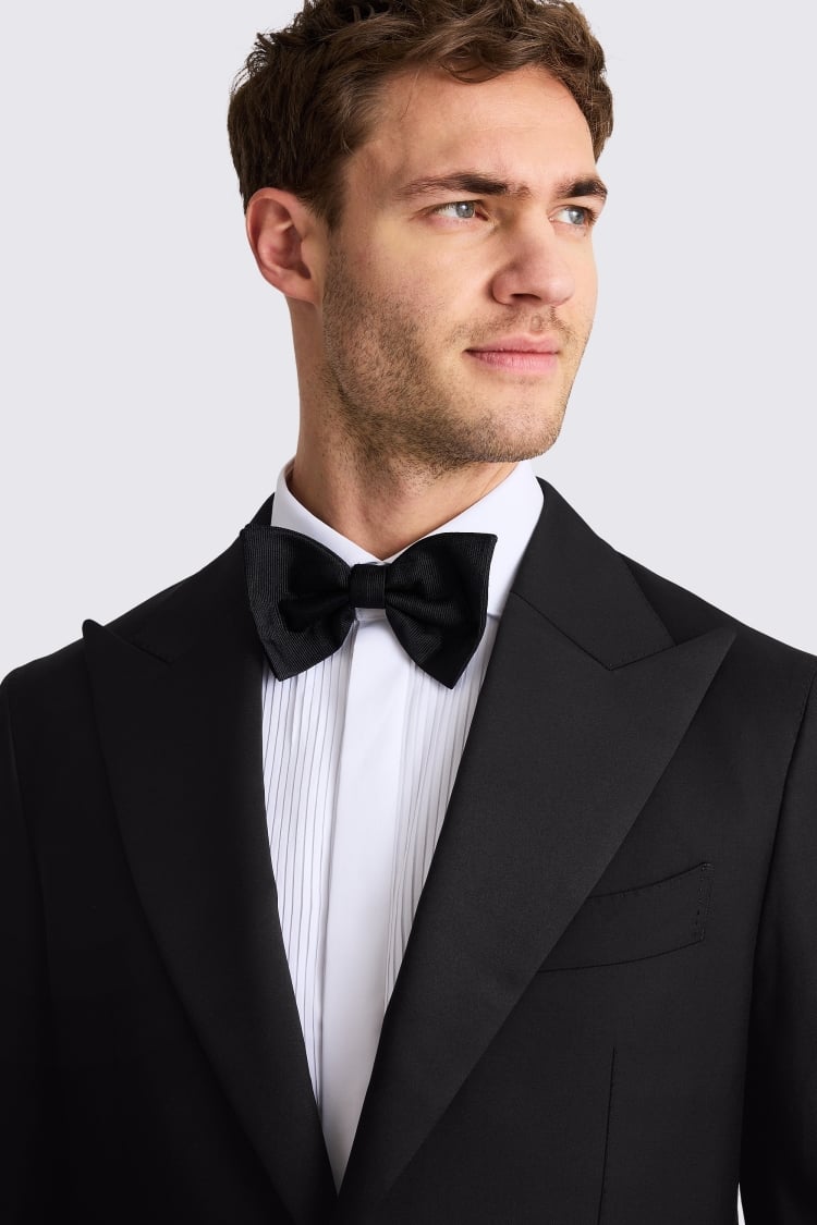 Tailored Fit Black Twill Dress Suit