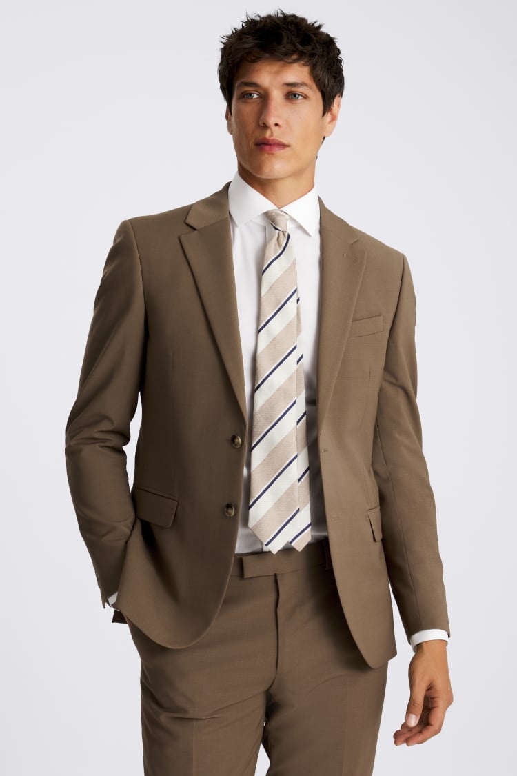 DKNY Slim Fit Dark Camel Suit