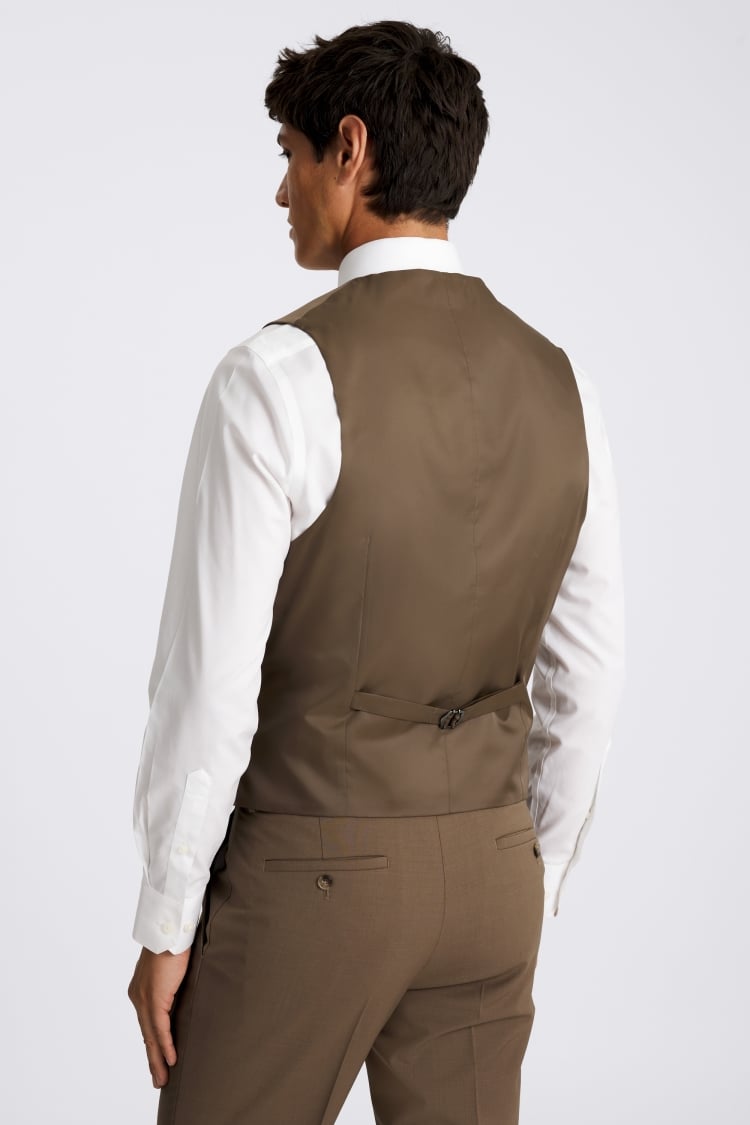 DKNY Slim Fit Dark Camel Waistcoat