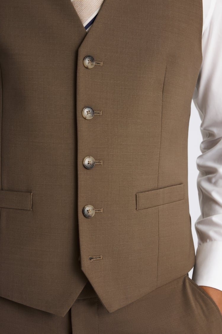 DKNY Slim Fit Dark Camel Waistcoat