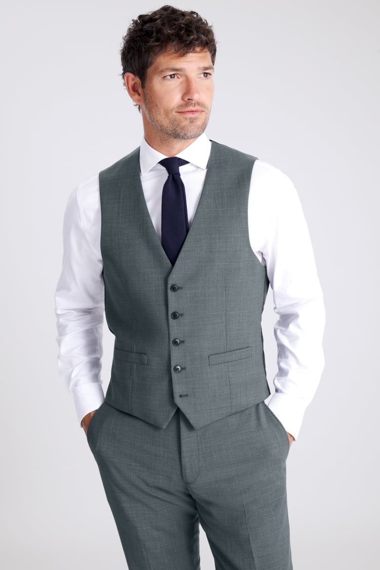 DKNY Slim Fit Teal Waistcoat