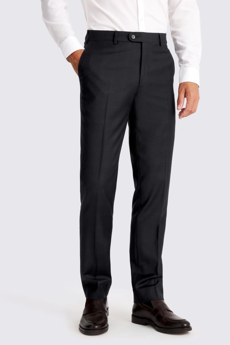 Italian Tailored Fit Navy Check Trousers