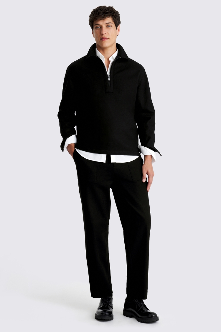 Black Zip Popover Knit Overshirt
