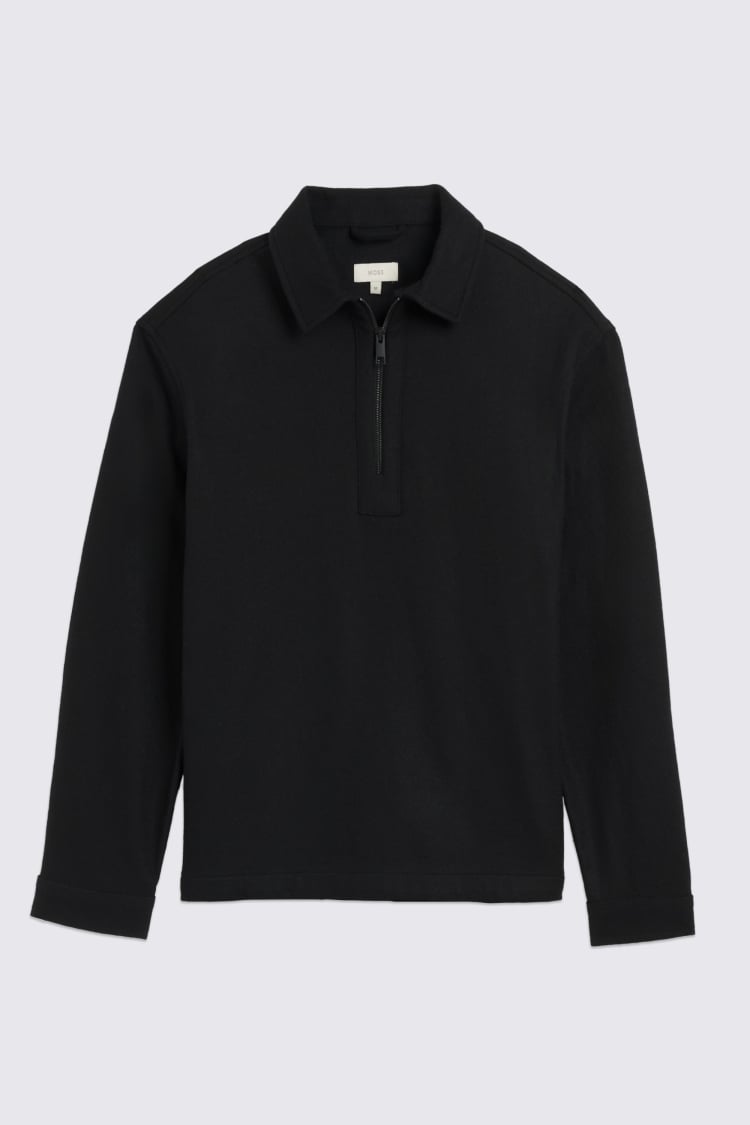 Black Zip Popover Knit Overshirt