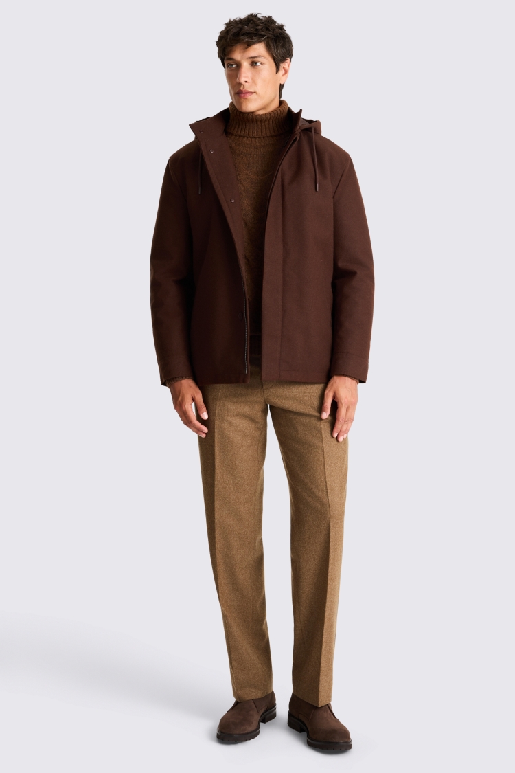 Dark Chestnut Wool Parka 